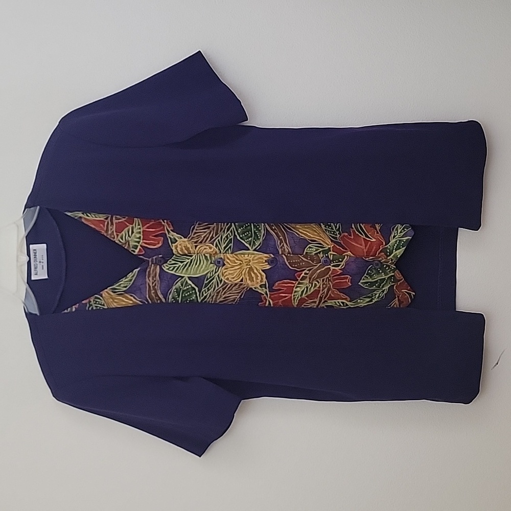 Alfred Dunner Vintage Purple Floral Short Sleeve Top Womens 8